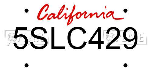 5SLC429 California License Plate
