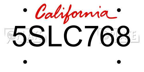 5SLC768 California License Plate