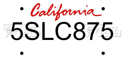 5SLC875 California License Plate