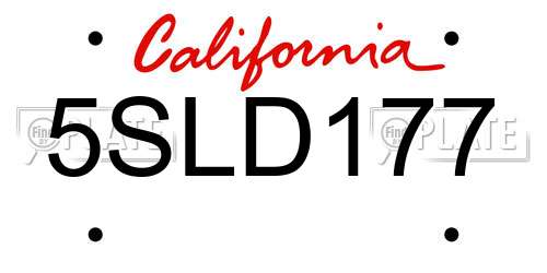 5SLD177 California License Plate