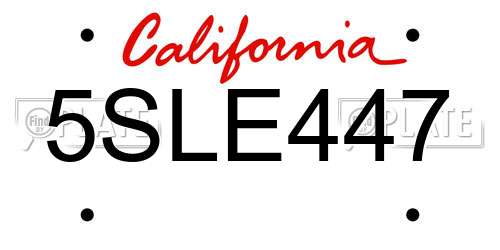 5SLE447 California License Plate