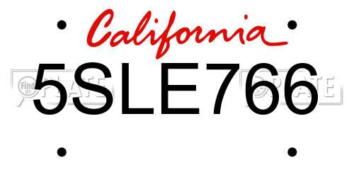5SLE766 California License Plate