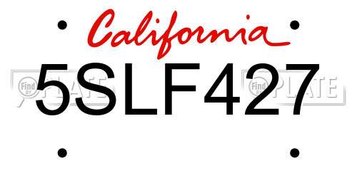 5SLF427 California License Plate