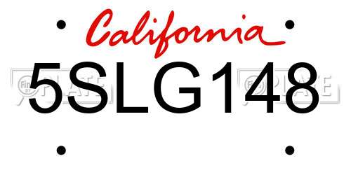 5SLG148 California License Plate