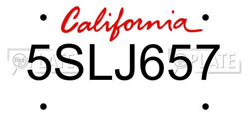 5SLJ657 California License Plate