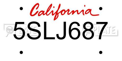 5SLJ687 California License Plate