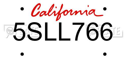 5SLL766 California License Plate