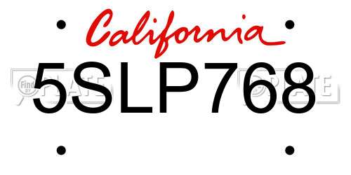 5SLP768 California License Plate