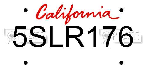 5SLR176 California License Plate