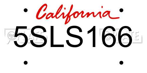 5SLS166 California License Plate