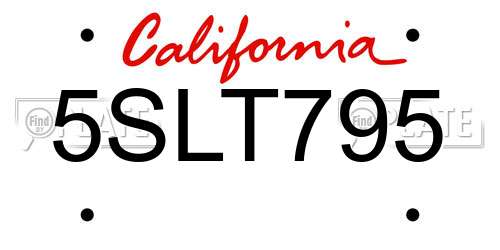 5SLT795 California License Plate