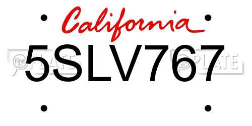 5SLV767 California License Plate