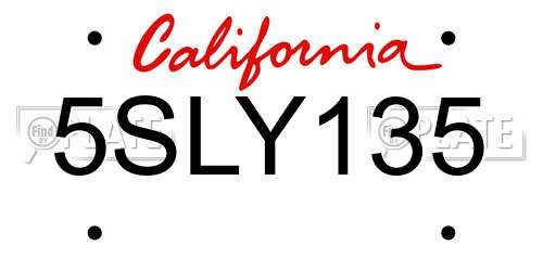 5SLY135 California License Plate