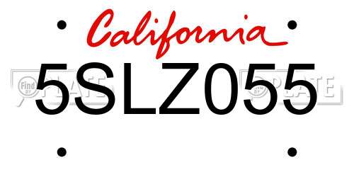 5SLZ055 California License Plate