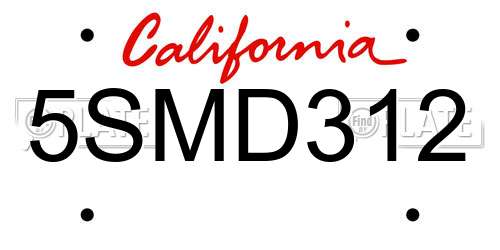 5SMD312 California License Plate