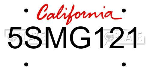 5SMG121 California License Plate