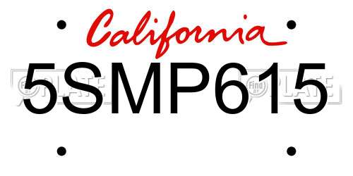 5SMP615 California License Plate