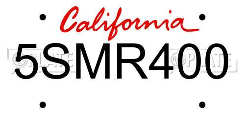 5SMR400 California License Plate