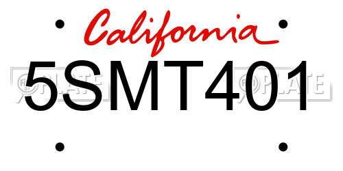 5SMT401 California License Plate