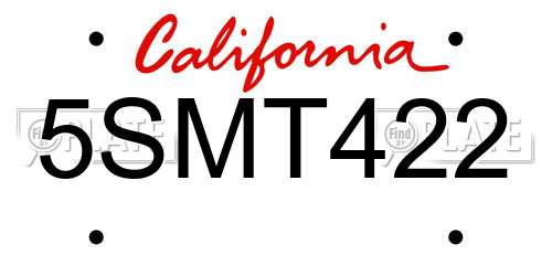 5SMT422 California License Plate