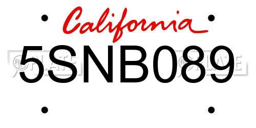 5SNB089 California License Plate