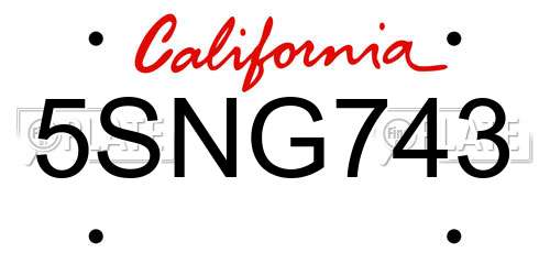 5SNG743 California License Plate
