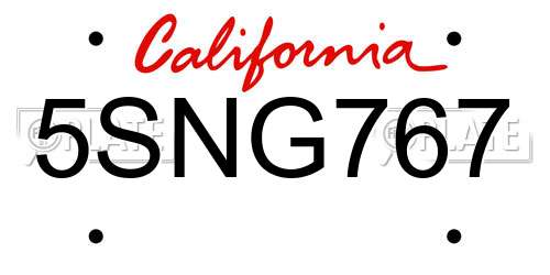 5SNG767 California License Plate
