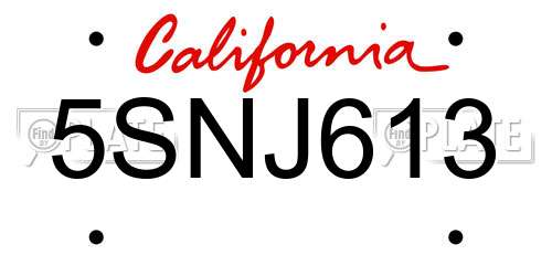 5SNJ613 California License Plate