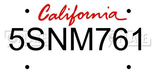 5SNM761 California License Plate