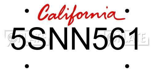 5SNN561 California License Plate