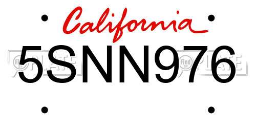 5SNN976 California License Plate