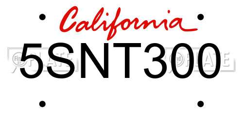 5SNT300 California License Plate