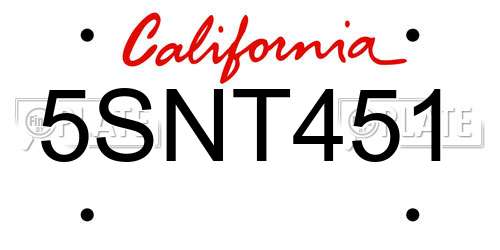 5SNT451 California License Plate