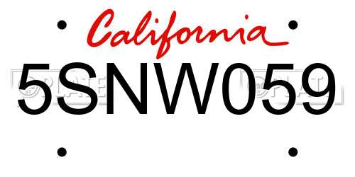 5SNW059 California License Plate