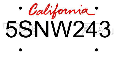 5SNW243 California License Plate