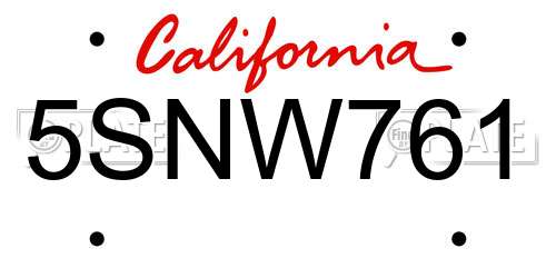 5SNW761 California License Plate