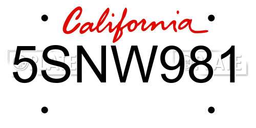 5SNW981 California License Plate
