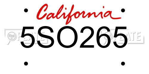 5SO265 California License Plate