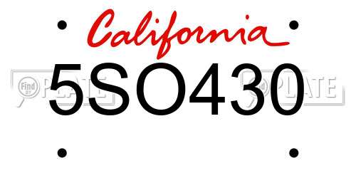 5SO430 California License Plate