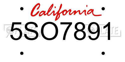 5SO7891 California License Plate