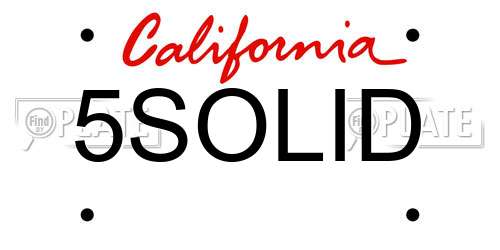 5SOLID California License Plate