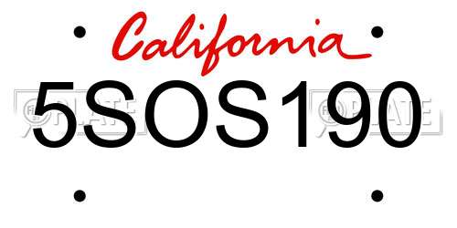 5SOS190 California License Plate