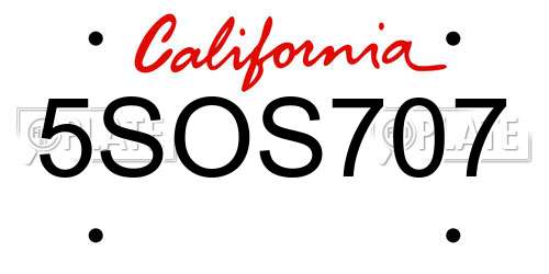 5SOS707 California License Plate