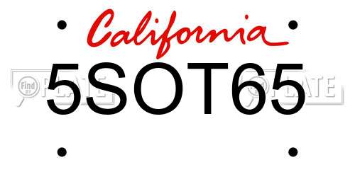 5SOT65 California License Plate
