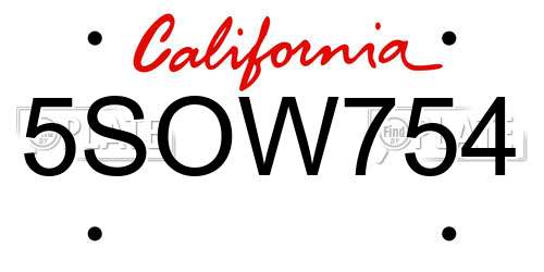 5SOW754 California License Plate