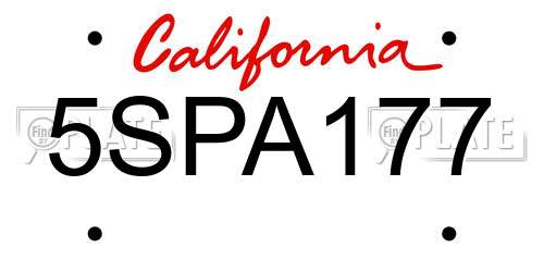 5SPA177 California License Plate