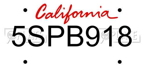5SPB918 California License Plate