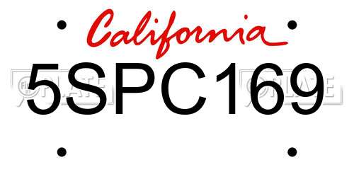 5SPC169 California License Plate