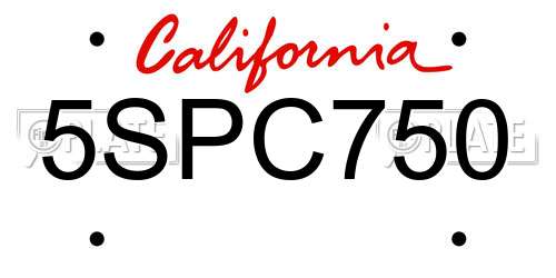 5SPC750 California License Plate