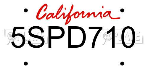 5SPD710 California License Plate